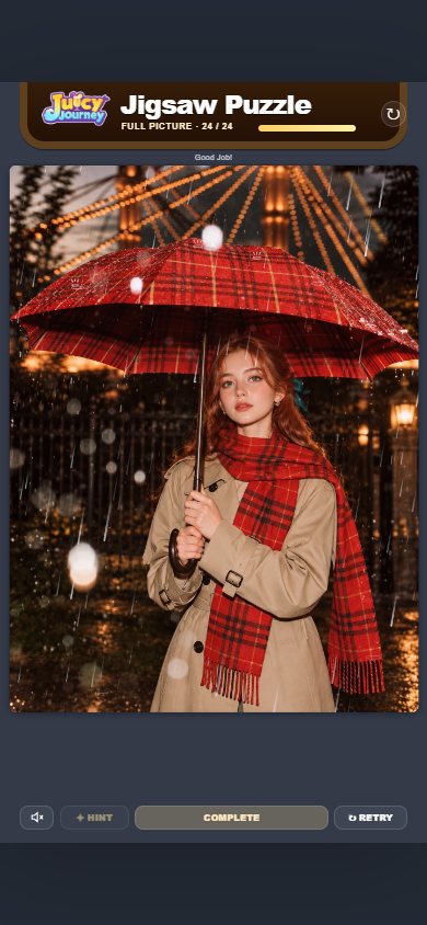 雨夜撑伞拼图预览