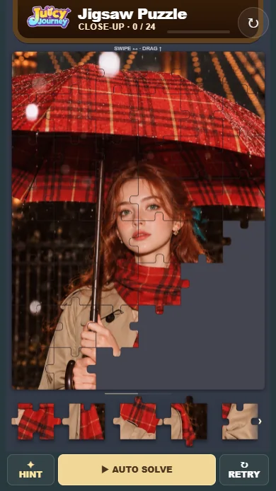 雨夜撑伞拼图预览